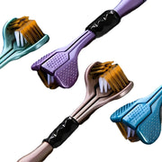 4 Piece Set Of Ergonomic Manual Toothbrushes With 3 Brush Heads Golden Volcanic Bristles Soft Grip Handle For Adults