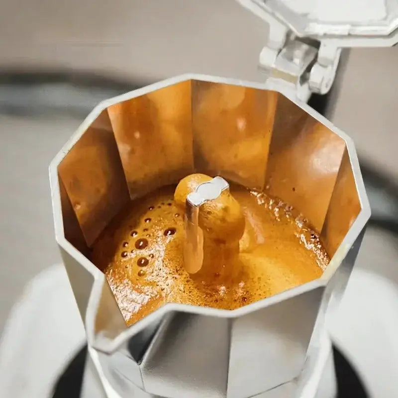 ItaliaBrew Moka Pot Portable Octagonal Stainless Steel Espresso Maker For Rich Italian Coffee