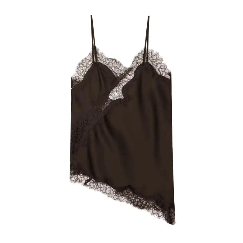 Mujer Black Lace Camisole Top Backless Sleeveless Summer Women Beach Top With Delicate Lace