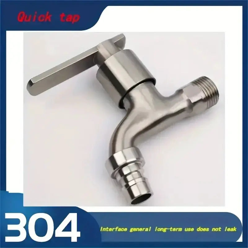 Dual Outlet Faucet by Simples Market stainless steel with lever handle and quick-open ceramic valve