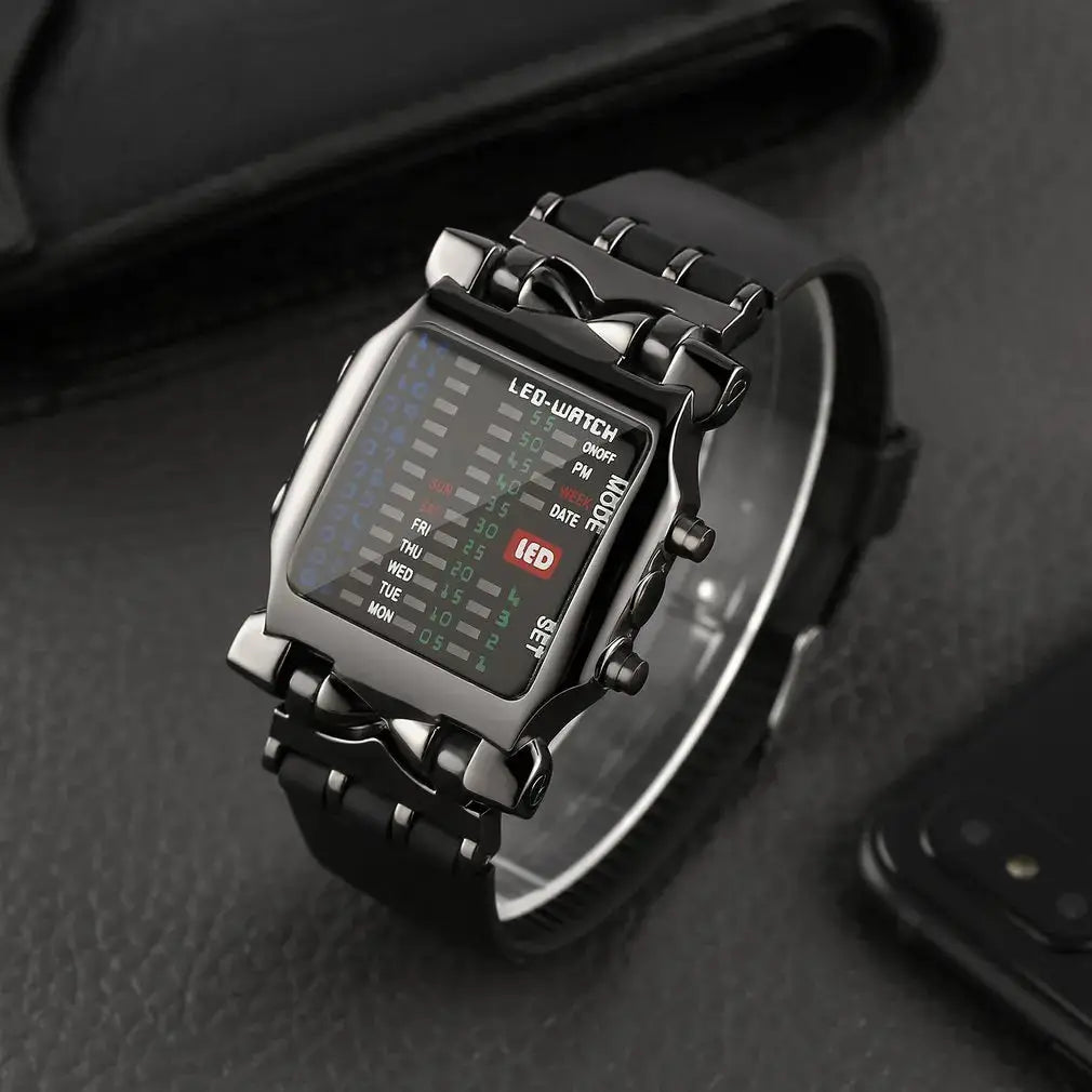 CrabTech LED Watch For Men Creative Crab Shaped Electronic Timepiece Luminous Binary Display Waterproof Multifunction