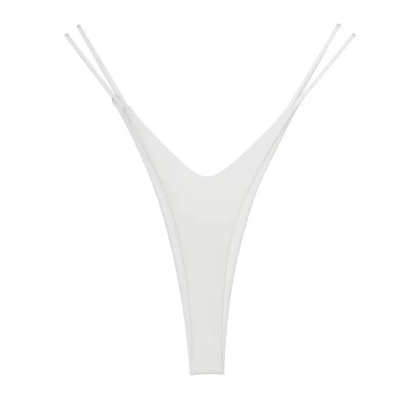 Simples Market white cotton thong for women, high-cut G-string with double side straps