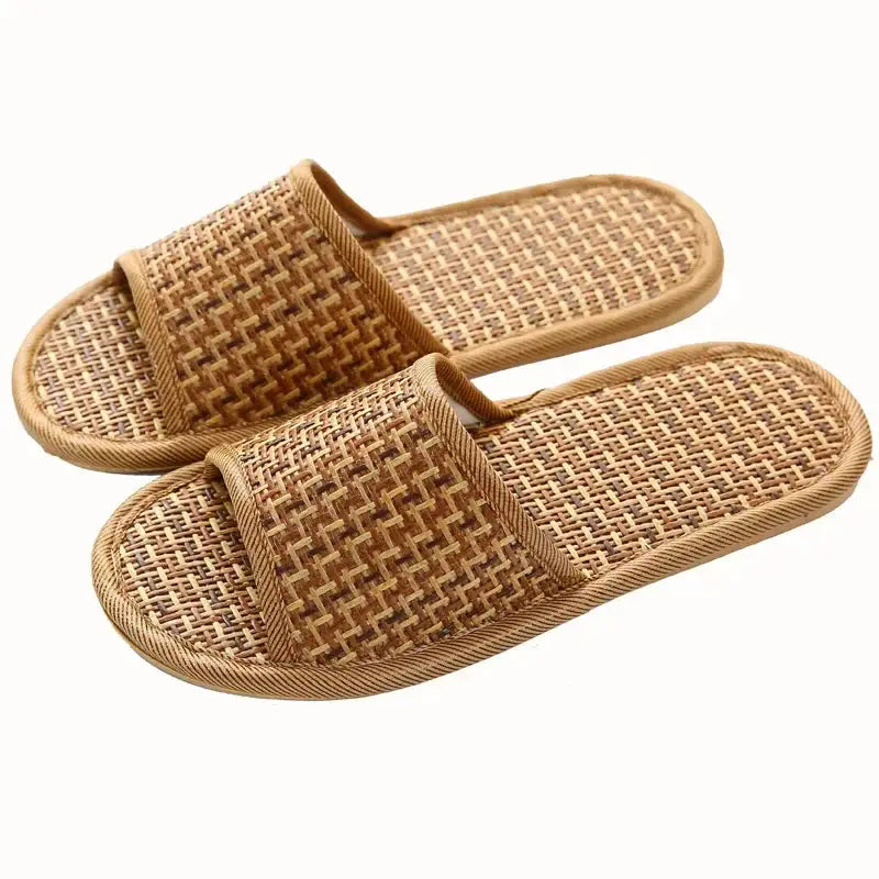 NatureWalk Bamboo Woven Rattan Grass Slippers Breathable Indoor Comfort For Spring And Summer