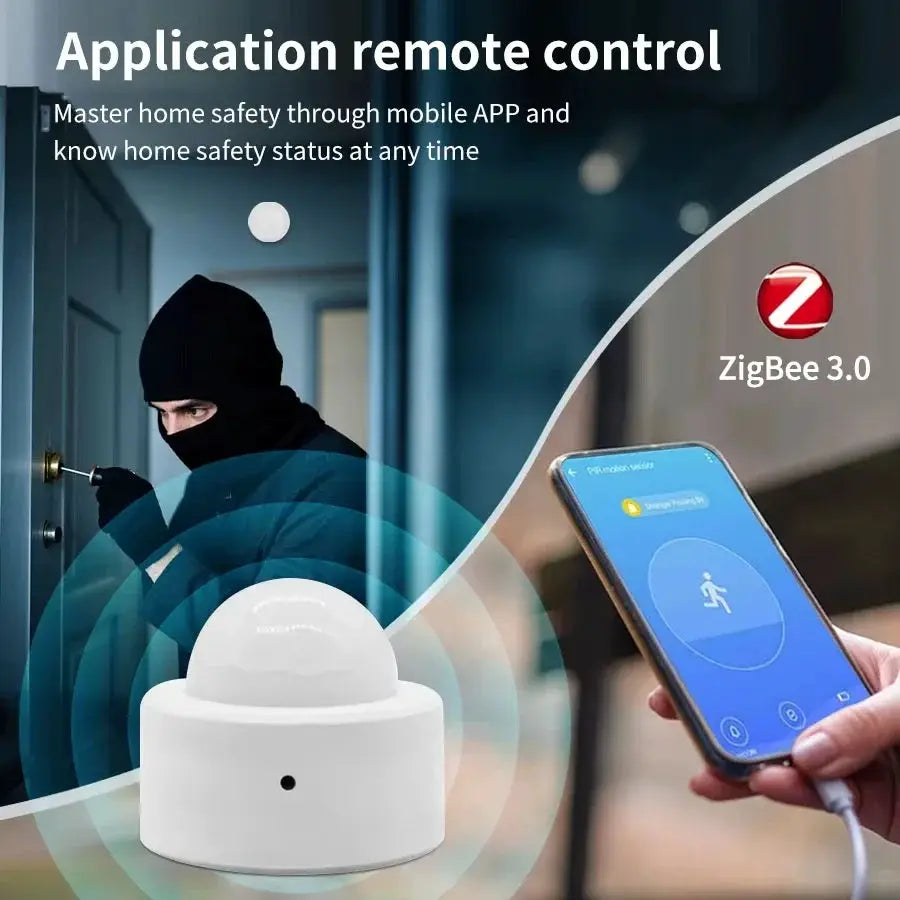 Simples Market Zigbee PIR motion sensor, white compact dome, works with Tuya Alexa Smart Life app