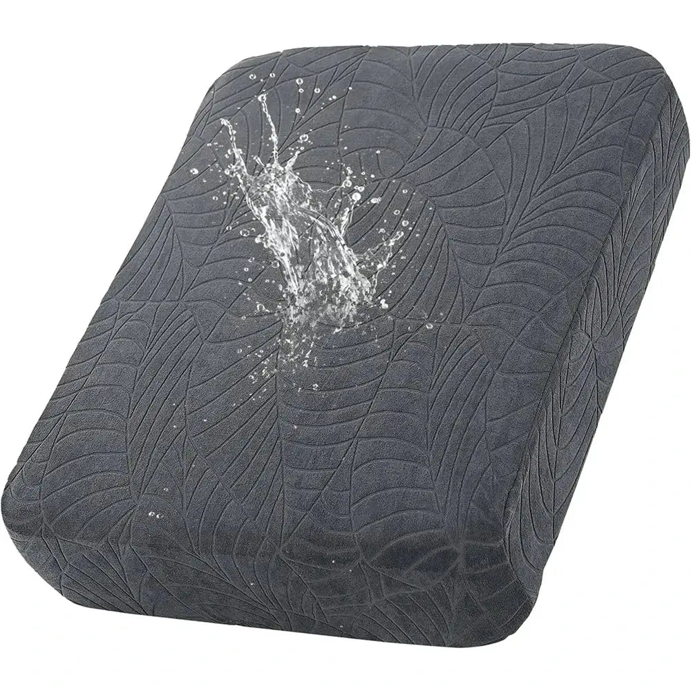 Sofa cushion cover waterproof stretch in dark gray jacquard fabric