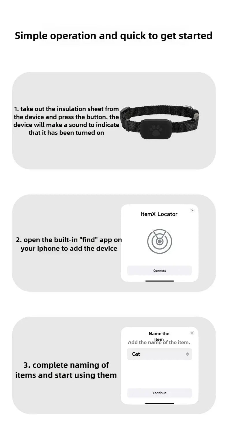 Pet GPS tracker collar by Simples Market, waterproof real-time locator on black nylon strap