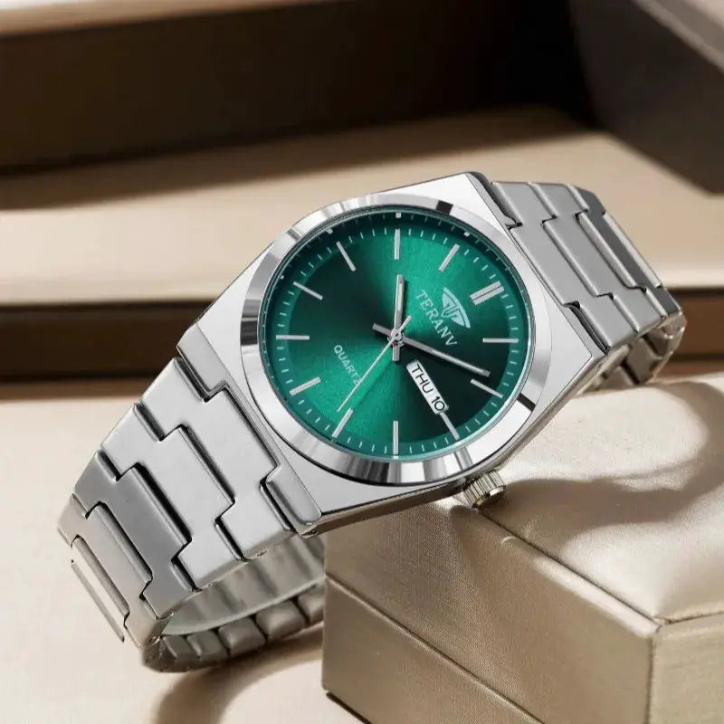 Mens Slim Stainless Steel Calendar Quartz Watch For Men Modern Fashion Timepiece Elegance