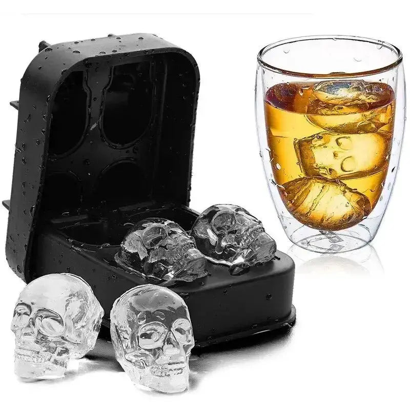Silicone 3D Ice Mold Skull Ball Diamond Shapes Reusable Ice Cube Tray Easy Release For Whiskey Cocktails Party Supplies