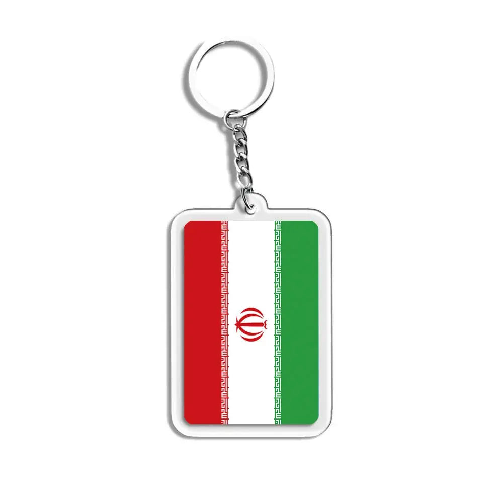 National Flags Keychain Set With Glass Inlay Ten Flags Zinc Alloy