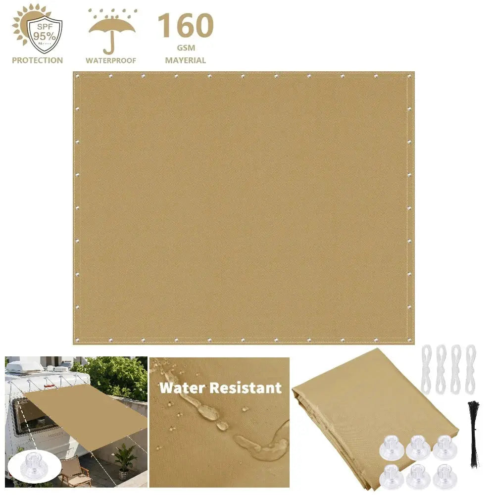 Sun shade sail by Simples Market; waterproof tan outdoor canopy, UV-blocking, 2x3/3x3/3x4/4x5m