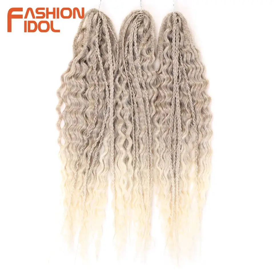 Ariel Hair synthetic twist crochet curly hair, 24in, ombre blonde/brown, 4 bundles; Fashion Idol logo visible