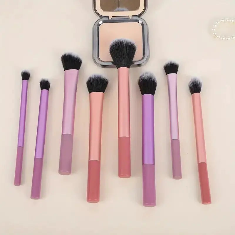 LuxeGlam 8 Piece Makeup Brush Kit With Soft Synthetic Hair For Flawless Blending On Foundation Blush And Eyeshadow