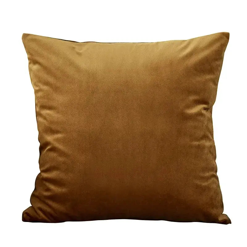 Velvet cushion cover 45x45 cm in golden brown, Simples Market throw pillow case for living room