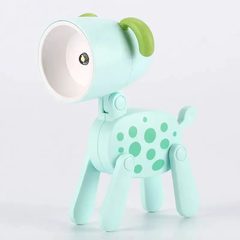 LED mini night light desk lamp, mint green foldable animal design with polka-dot body