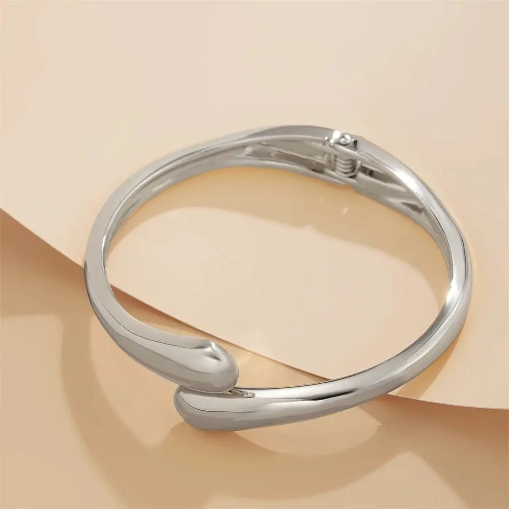 Wide Metal Bangle Ring For Women Thick Irregular Twisted Chunky Gold And Silver Color Waterdrop Open Wrist Cuff Bracelet - Simples Market