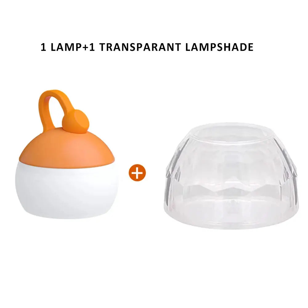 Simples Market mini camping lantern set with orange top, white base, and clear lampshade (2 pieces)