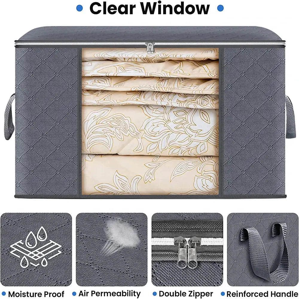StorEase Large Capacity Clothes Storage Bag Foldable Organizer for Bedroom Closet Breathable Odorless Nonwoven Fabric