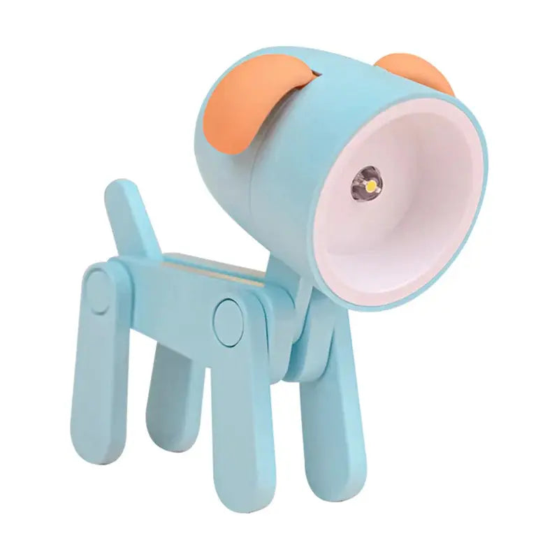 Mini LED night light folding desk lamp in blue cartoon animal shape with orange ears, kids' bedside decor