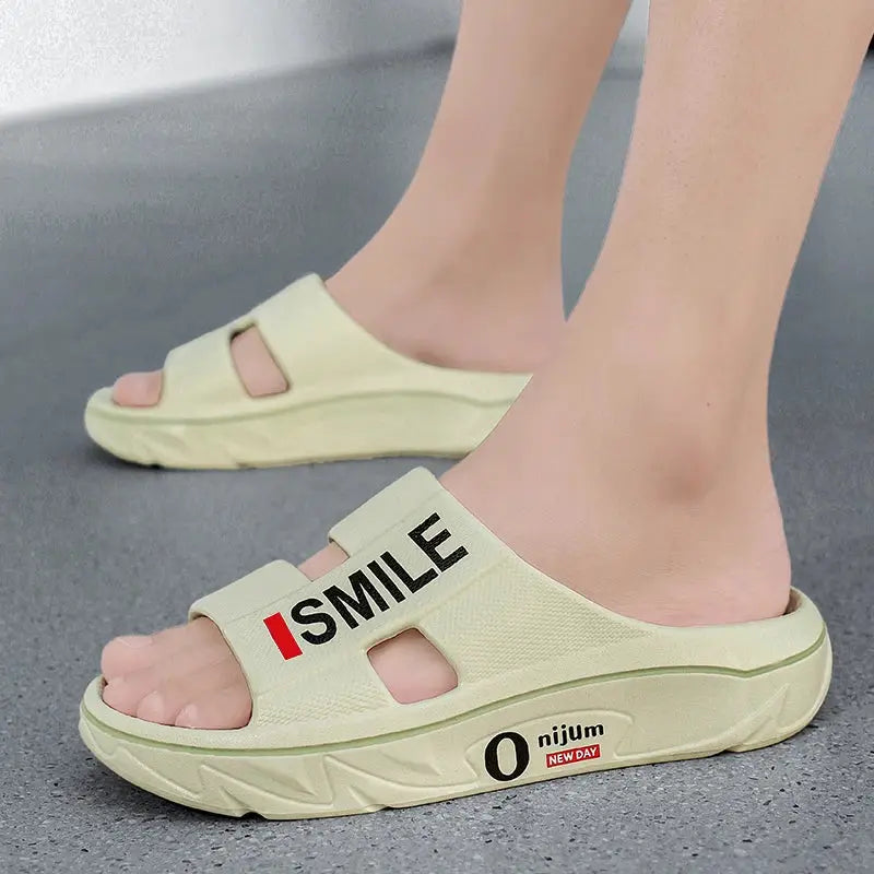 Summer New Men's Massage Slippers Indoor Outdoor Sandals Soft Cushioned Slides For Beach Home Casual Wear