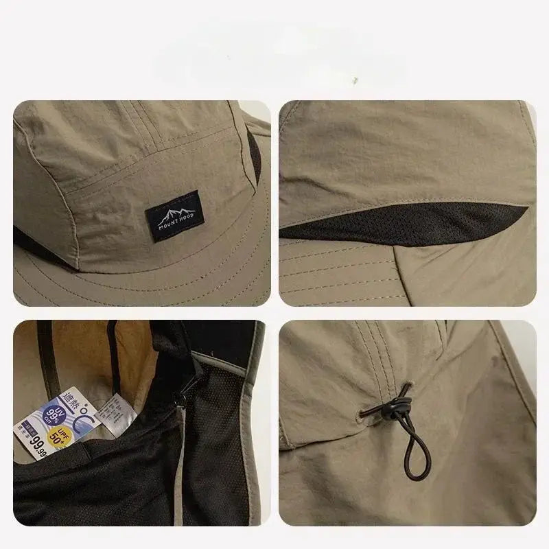 Unisex Wide Brim Bucket Hat With Neck Sun Protection For Outdoor UV Quick Dry Panama Style Fishing Hiking