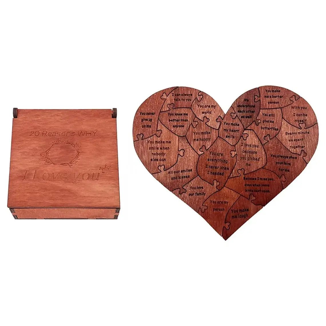 Wooden Puzzle 20 Reasons Why I Love You Engraved Gift For Home Decor And Sentimental Valentines Day Mothers Day Gift - Simples Market
