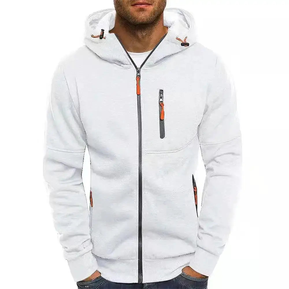 Mens Hooded Zip Front Sweatshirt Long Sleeve Slim Fit Casual Jacket Sportswear Everyday Wear