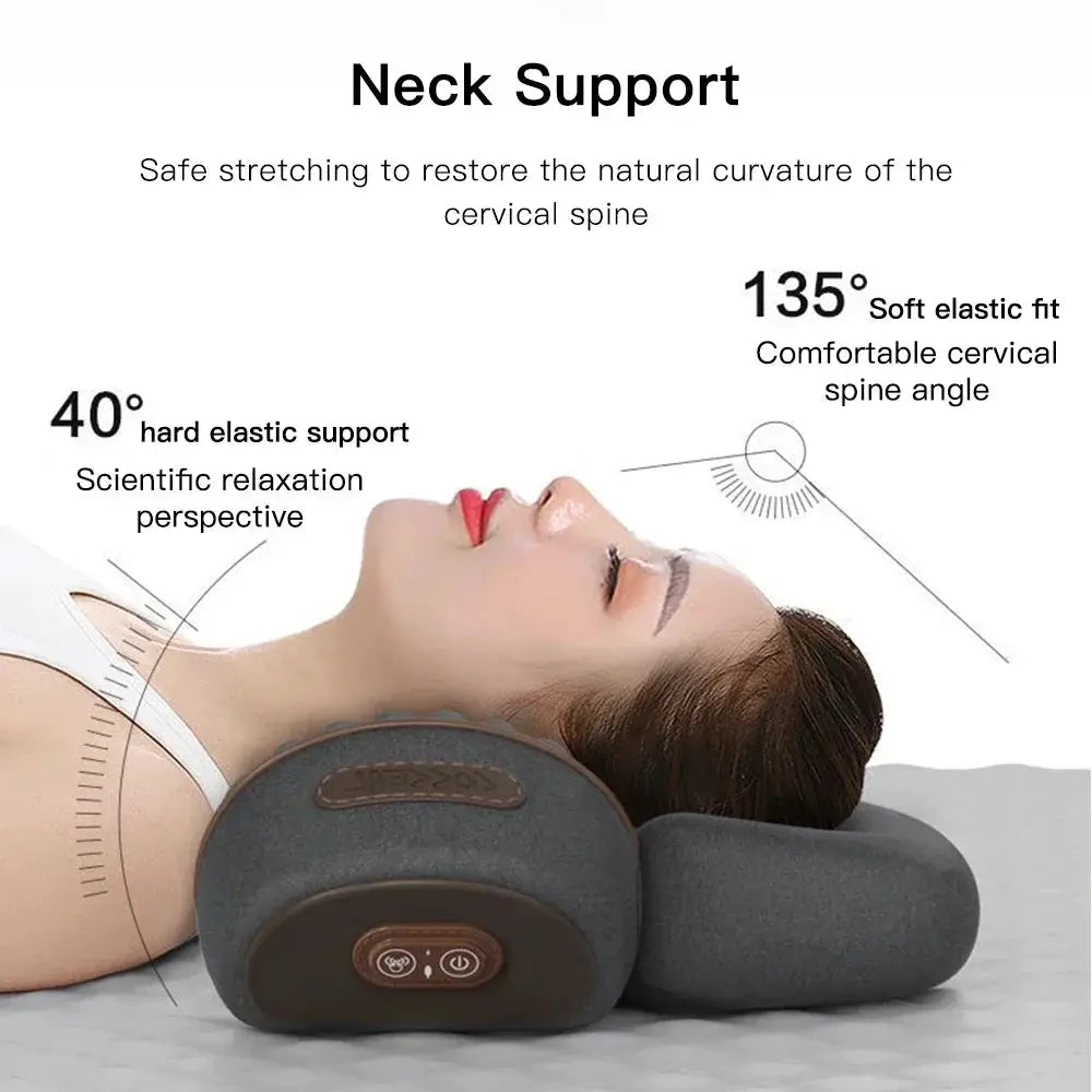 Neck massager pillow by Simples Market, gray with heating and vibration controls