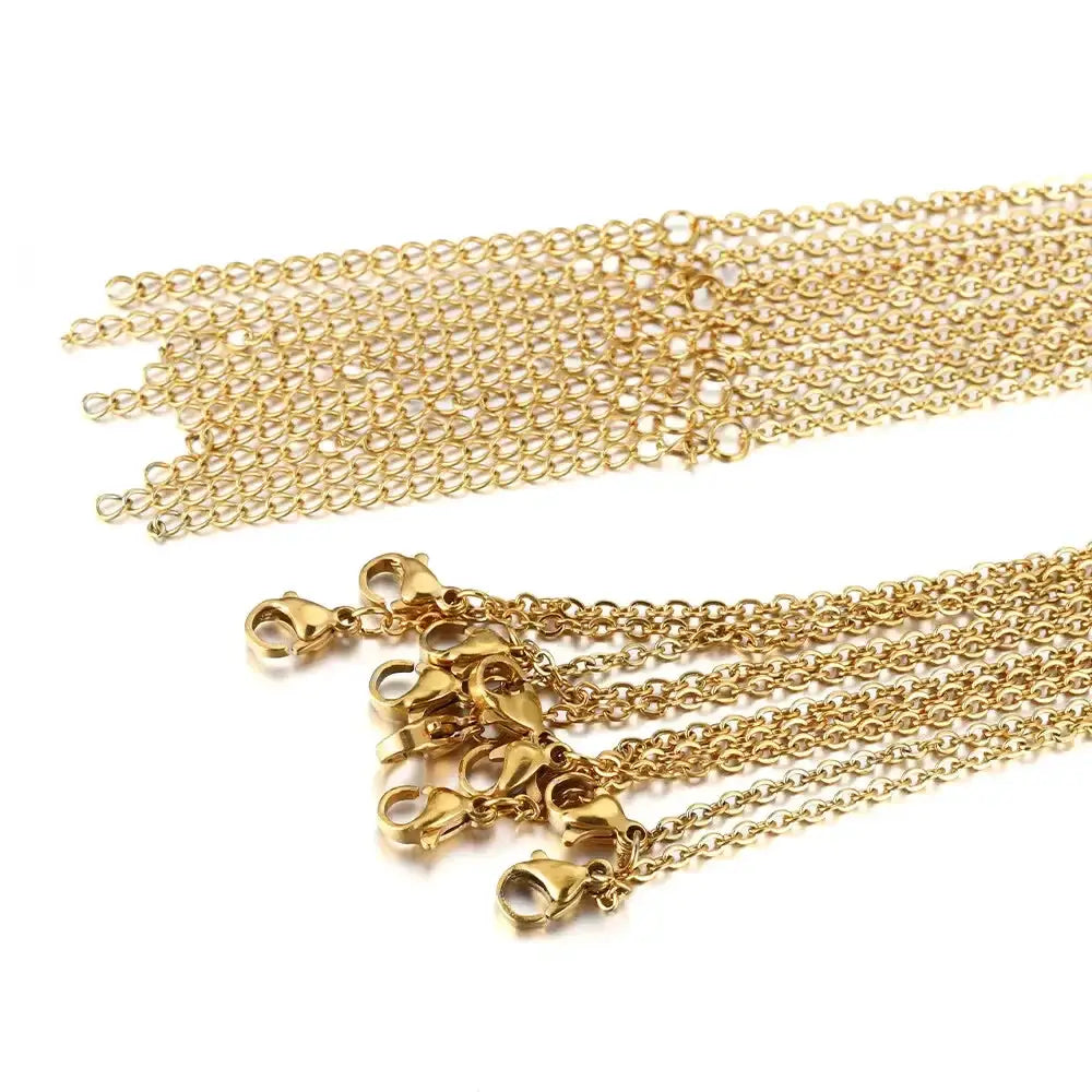 10 Pieces Gold Color Stainless Steel Link Chains 45 Plus 5cm Adjustable Wholesale Necklaces Chokers DIY Jewelry
