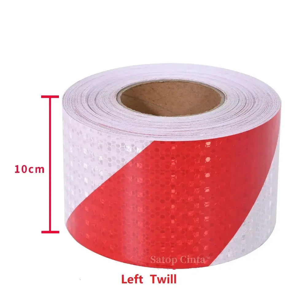 Reflective Adhesive Tape With Twill White Red Stripes Waterproof For Car Left Or Right 5cm 10cm 15cm 20cm By 5m