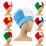 World Cup Wig With Logo In National Flag Colors For Brazil Argentina