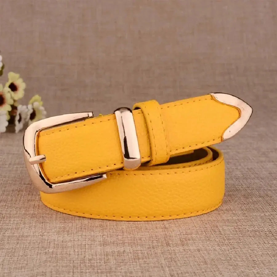 VogueLine PU Leather White Womens Trousers Belt Vintage Pin Buckle for Classic Style and High Quality