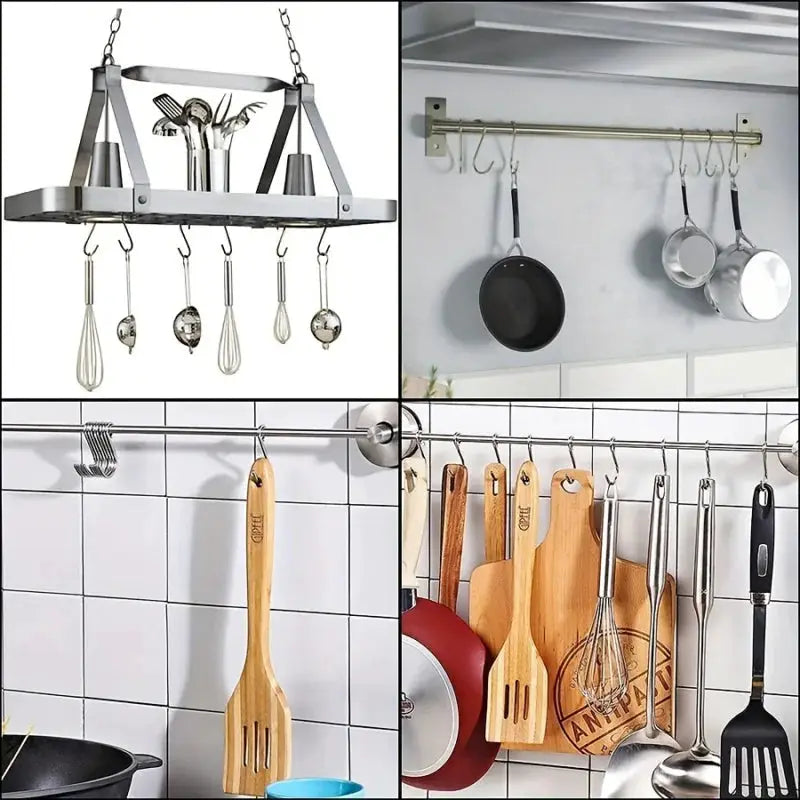 10 Pack Heavy Duty Stainless Steel S Hooks With Anti Scratch Caps Adjustable Wall Mounted Organizer For Accessories