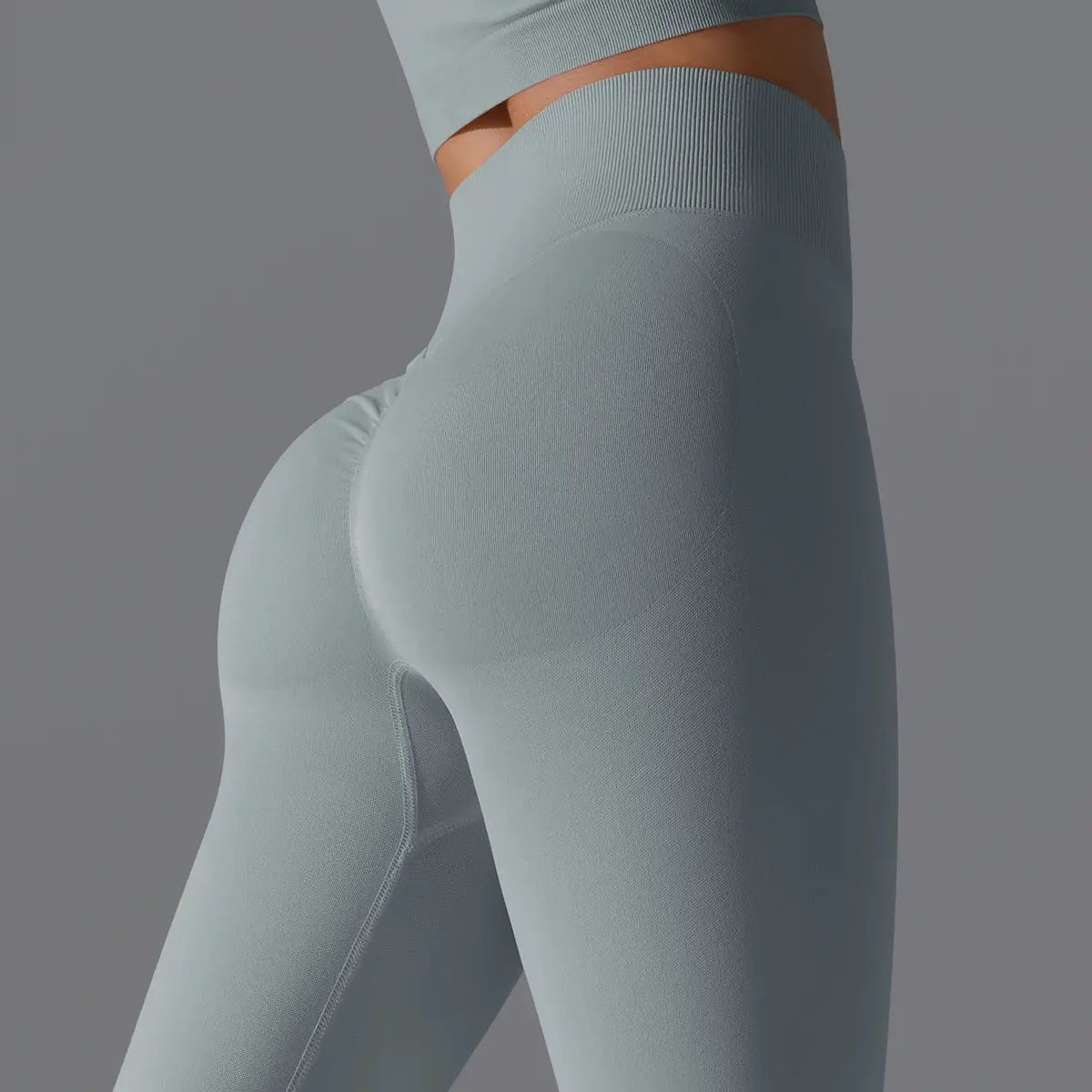 Simples Market women's seamless yoga leggings, light blue high-waist tummy-control scrunch butt lifting pants