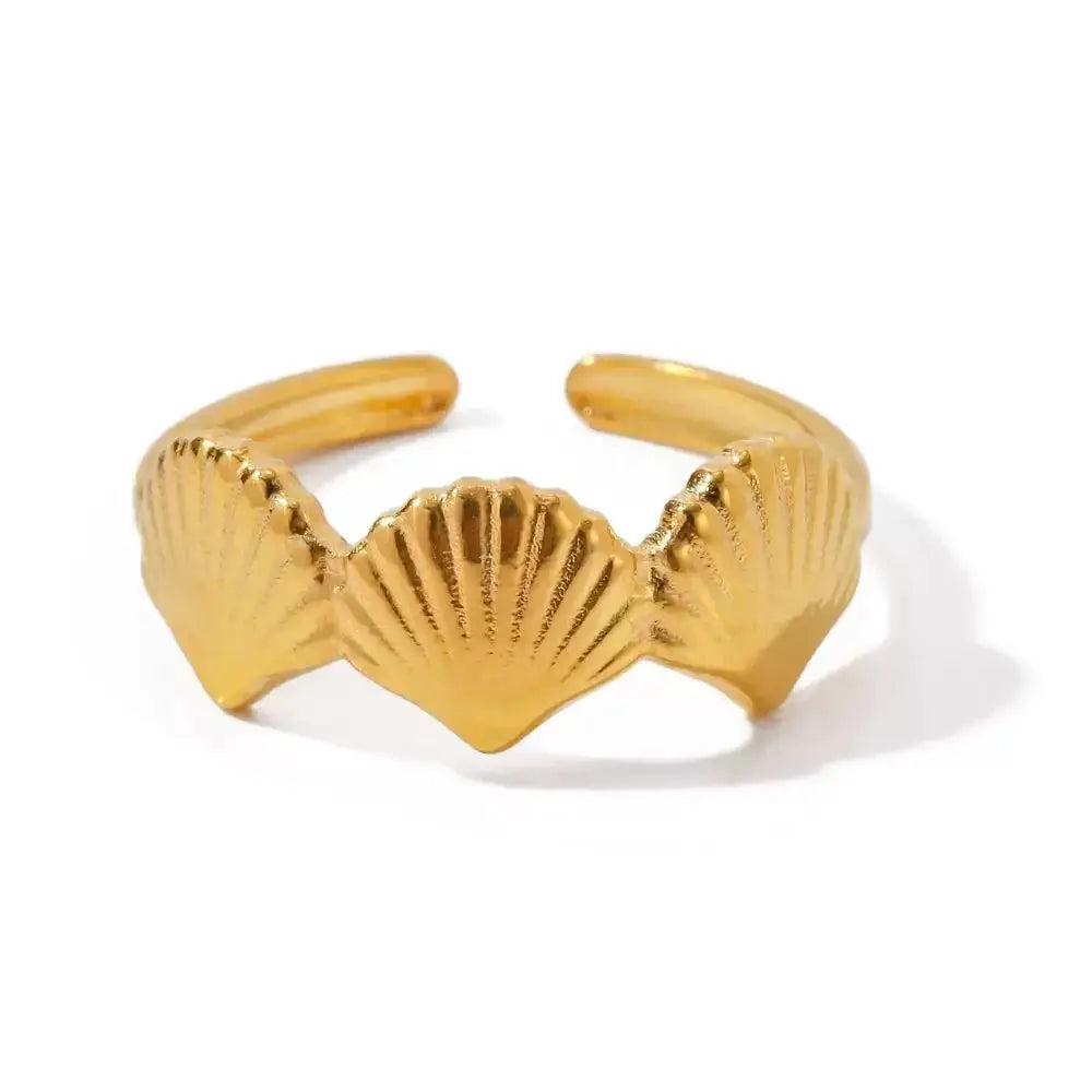 Geometric Wide Edge Adjustable Ring In Electroplated Gold With Minimalist Design For Daily Wear And Special Occasions