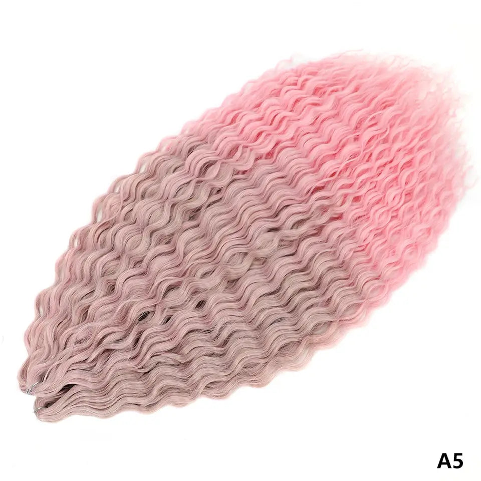 Ariel Curls Water Wave Twist Crochet Hair by Simples Market, ombre pink to blonde, synthetic braiding extensions