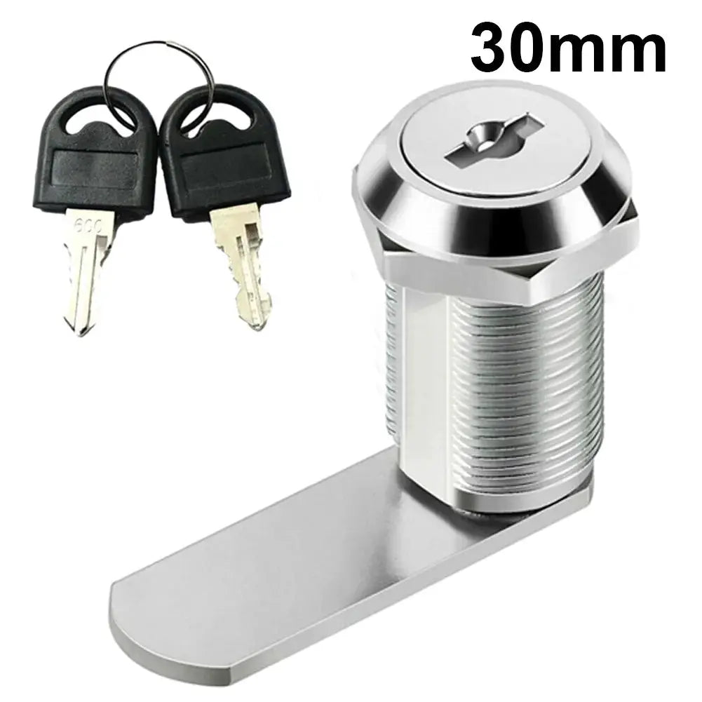 Simples Market 30mm cam lock with 2 keys and silver mounting bolt for cabinet doors