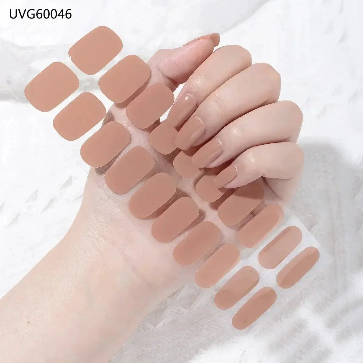 Simples Market semi-cured gel nail wraps in nude beige, full-cover sheet with 16/20/22 sizes