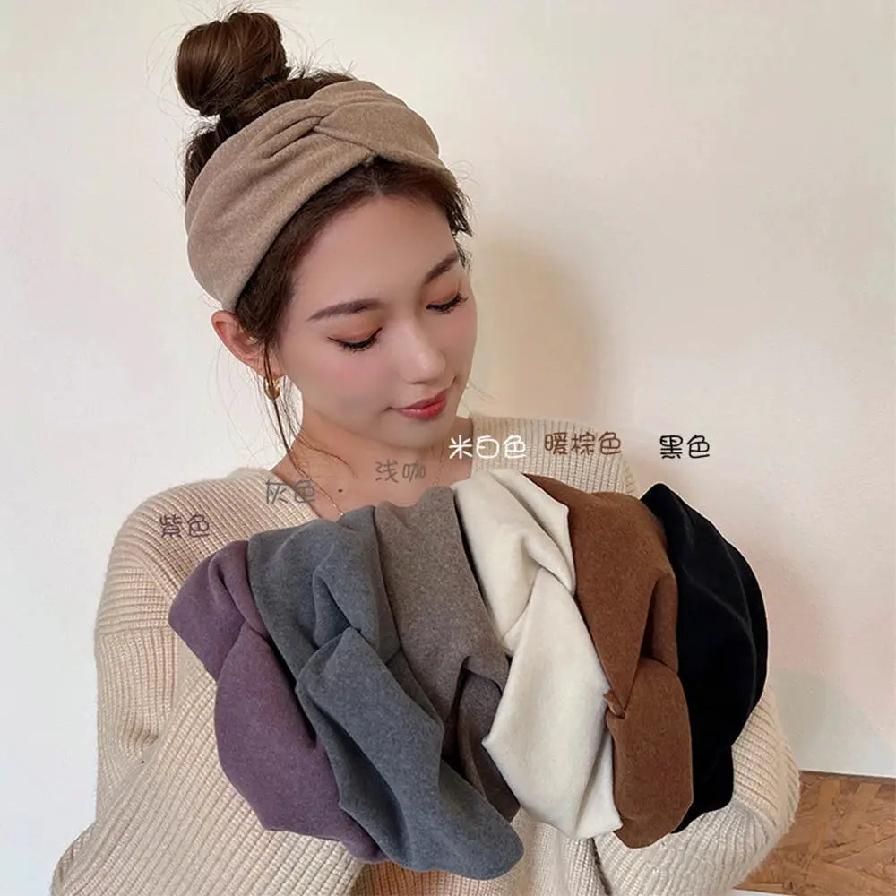 ZenWeave Wide Cotton Stretch Bandage Headband Elastic Solid Color Hair Accessory For Sports And Everyday Wear