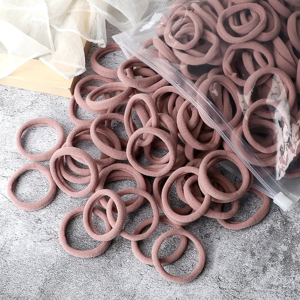 NovaHair 50 Pcs Mixed Colors Hair Bands 4 Cm Elastic Hair Ties Ponytail Holders Gentle Hold For Everyday Ponytails