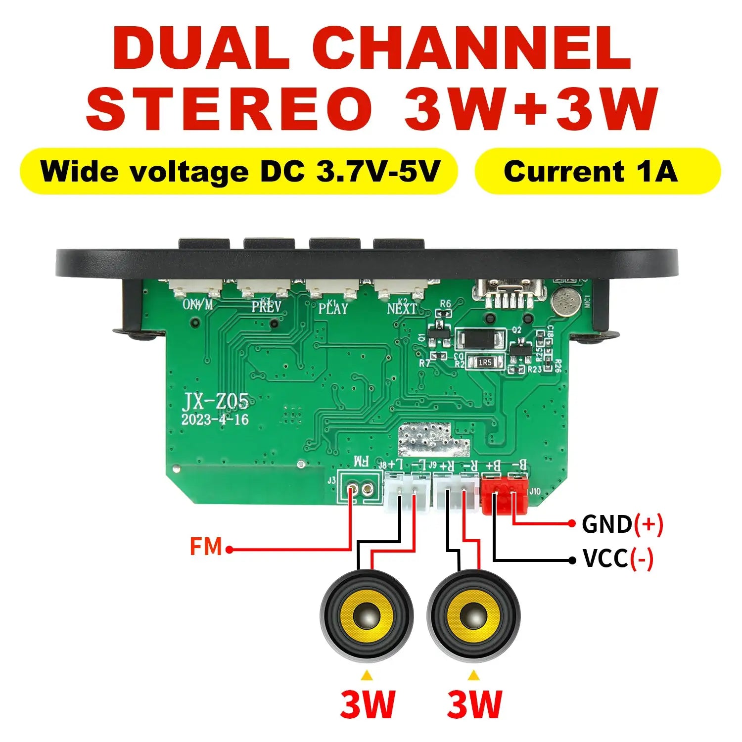 DC 5V Bluetooth 5.0 MP3 Decoder Board 6W Amplifier MP3 Player Support Call Recording 3.5mm USB TF FM For Car Speaker