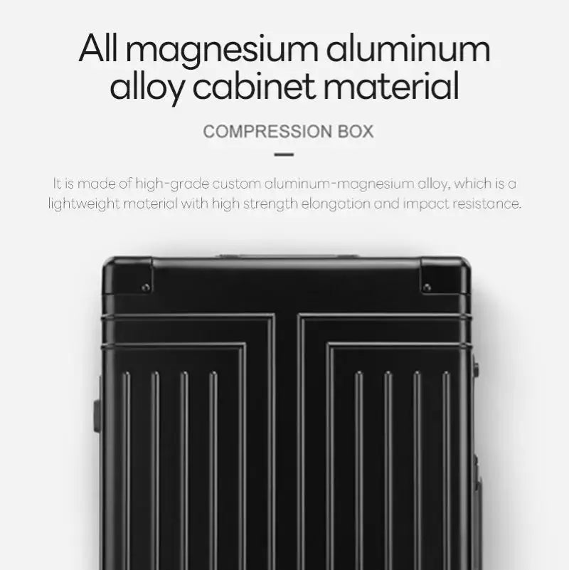 Travel suitcase by Simples Market, aluminum-magnesium alloy, black carry-on trolley (20/24/28 inch)
