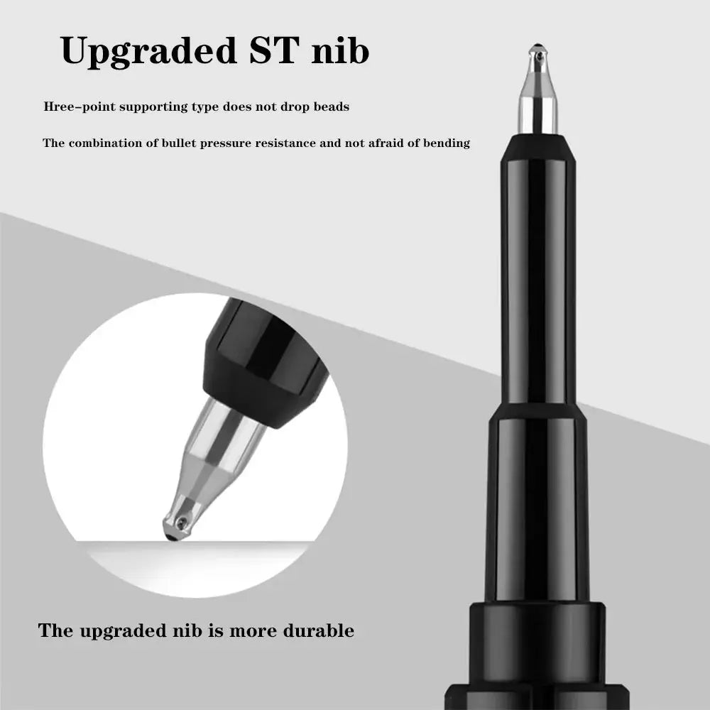 Gel pen with upgraded ST nib in black body, silver tip, 0.4mm point