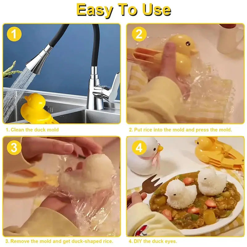 Duck Rice Mold DIY Snowball Maker with Handle Eco Friendly PP Plastic Cute Animal Rice Shaper for Kids and Adults
