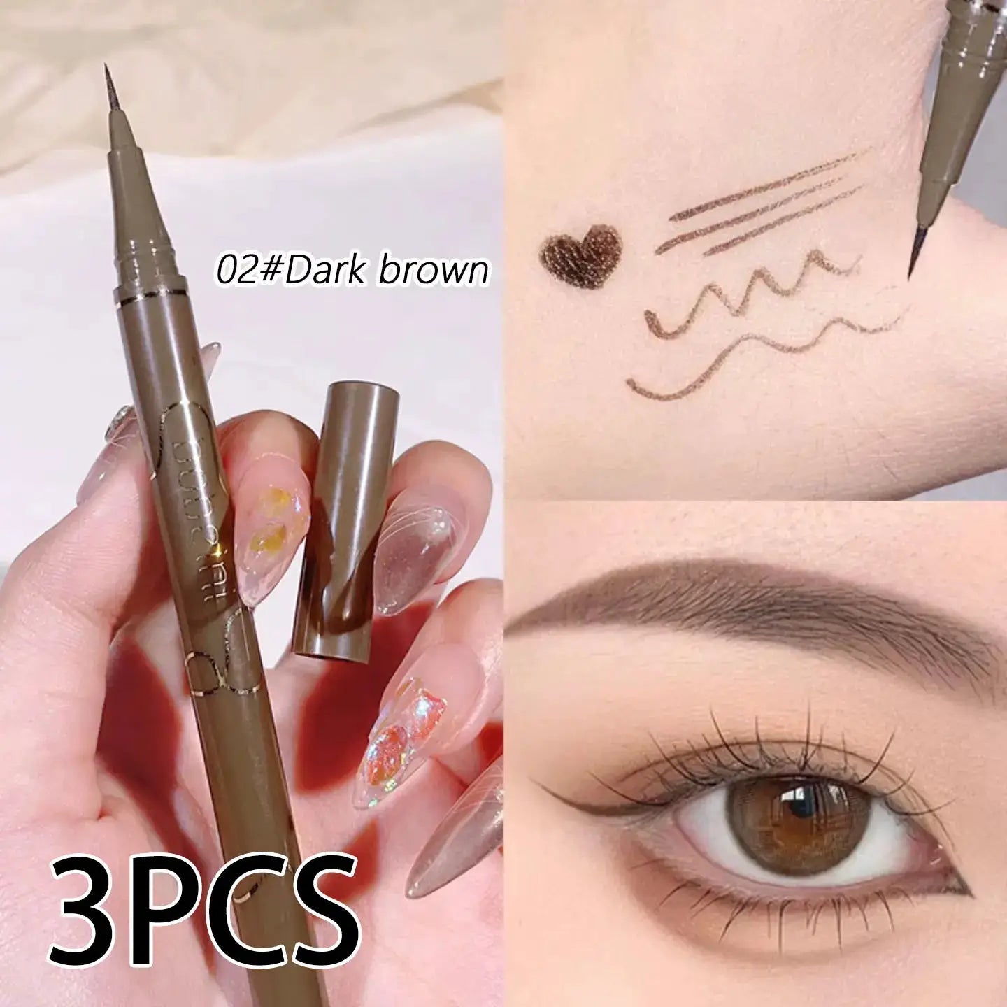SilkLine 0.05mm Ultra Slim Liquid Eyeliner Waterproof Quick Drying Long Lasting 4 Color Set