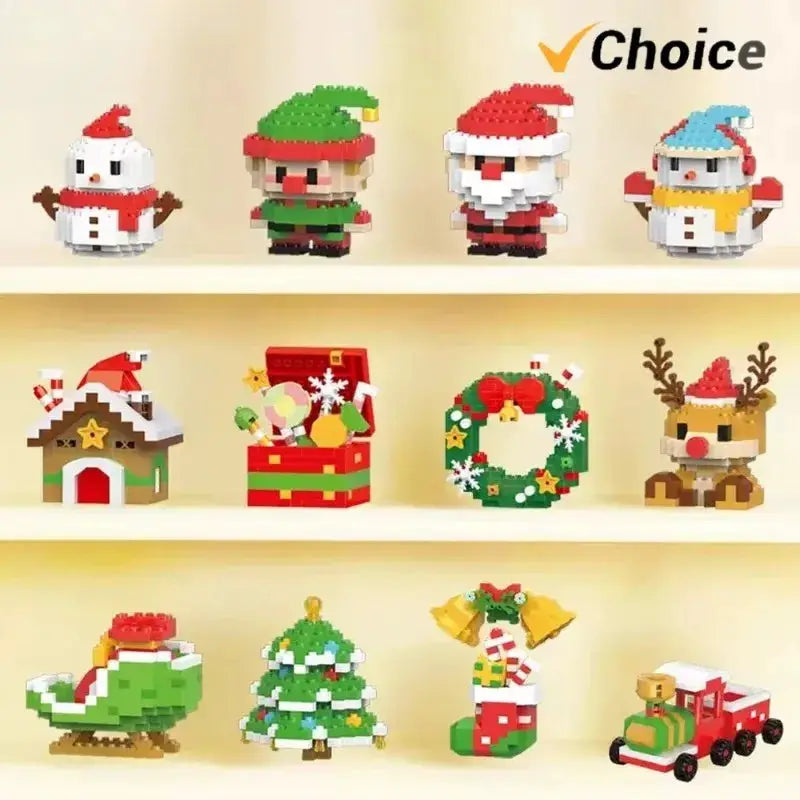 Christmas Building Block Set With Santa Claus Snowman Elk Tree Micro Brick Puzzles For Home Decoration And Gift Kid Toy