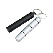 Mini portable aluminum waterproof pill box case set of two with three compartments; black and silver keychain duo.