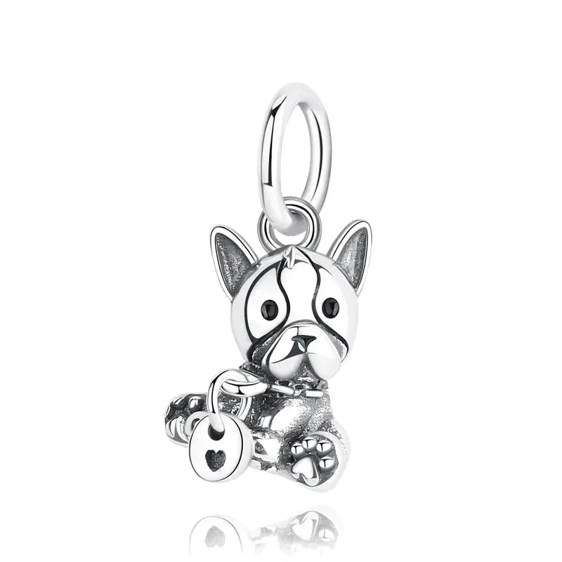 925 Sterling Silver Paw Print Charm Beads for Dogs and Cats Jewelry Pendant Fit for Bracelets Necklaces DIY Projects