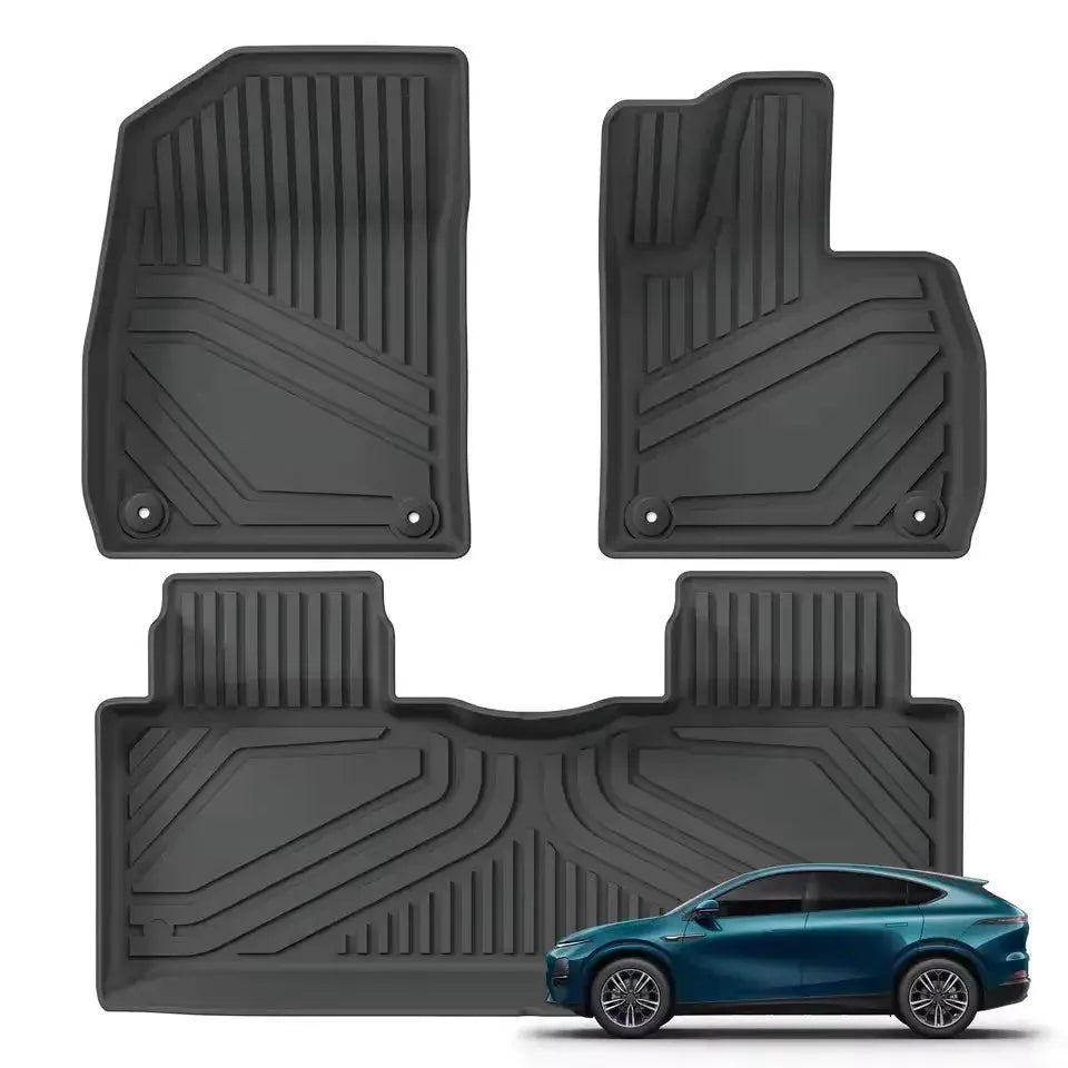 Car floor mat set for Xpeng G6 (2023–2025) in black TPE with rear seat protector and cargo/trunk liners - Simples Market