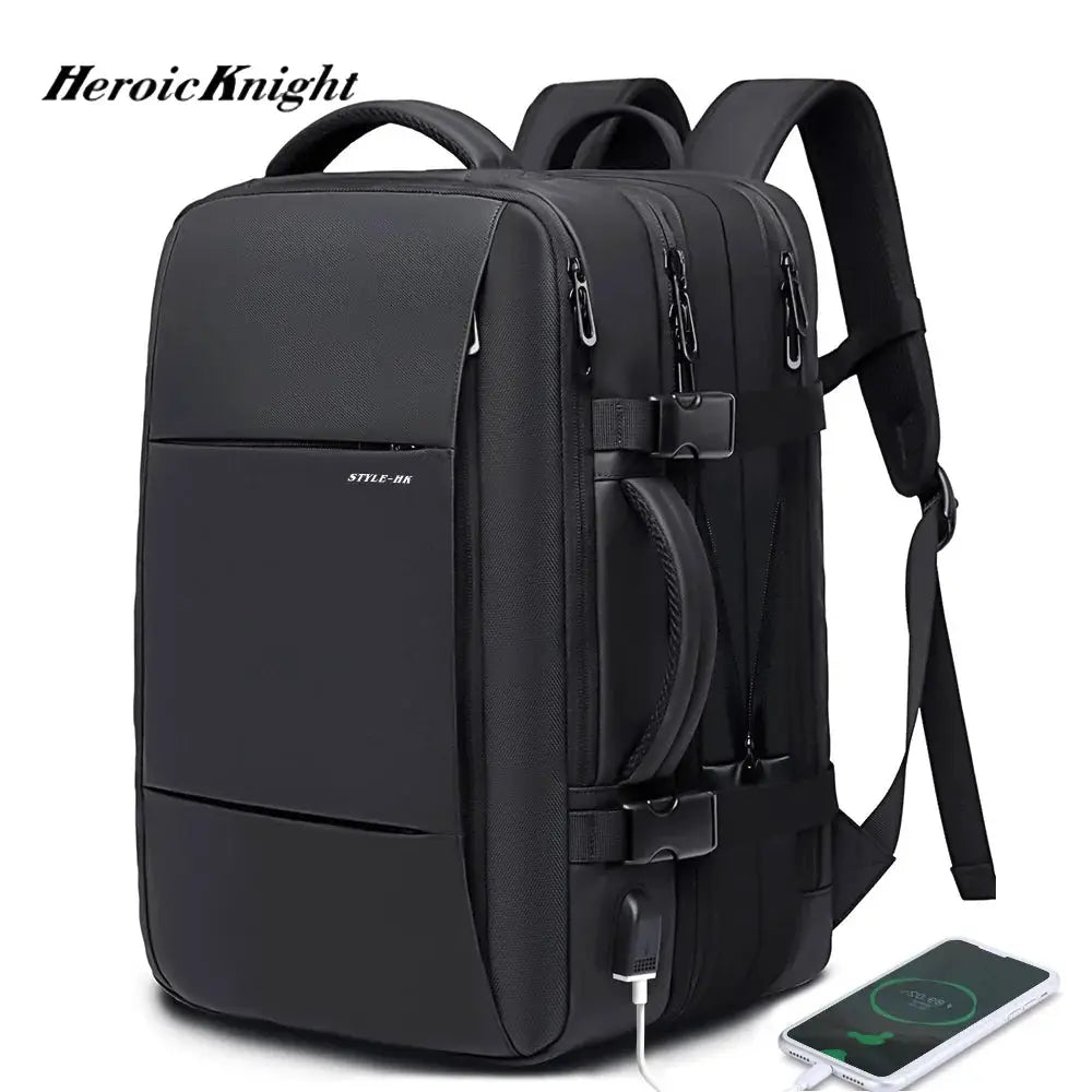 Heroic Knight Travel Backpack Men Business Backpack School Expandable USB Bag Large Capacity 15.6 Laptop Waterproof Backpack Bag - Simples Market