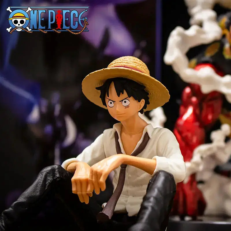 One Piece Luffy 12cm Sitting Pose PVC Figure Collectible Statue Toy For Birthday Gift
